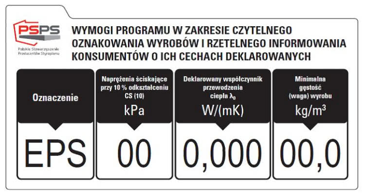Wzór oznakowania styropianu Wzór oznakowania styropianu