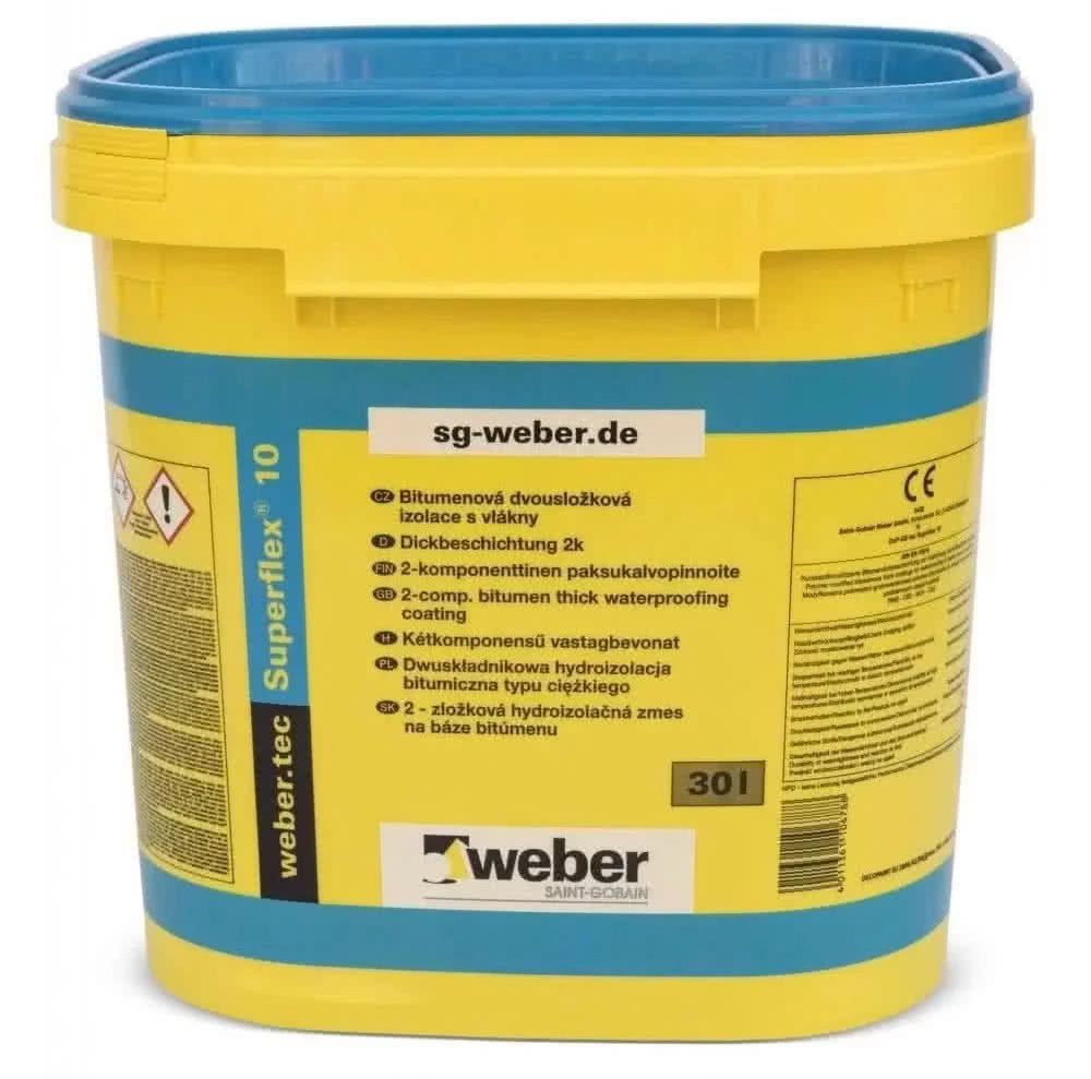 weber.tec Superflex 10 - Elastyczna, modyfikowana polimerami, grubowarstwowa masa uszczelniająca (masa KMB). fot. weber weber.tec Superflex 10 - Elastyczna, modyfikowana polimerami, grubowarstwowa masa uszczelniająca (masa KMB). fot. weber
