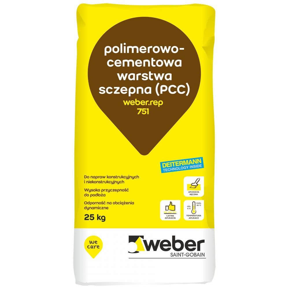 Polimerowo-cementowa warstwa sczepna (PCC) weber.rep 751 dedykowana dla elementów budowlanych poddanych dużym obciążeniom. fot weber Polimerowo-cementowa warstwa sczepna (PCC) weber.rep 751 dedykowana dla elementów budowlanych poddanych dużym obciążeniom. fot weber